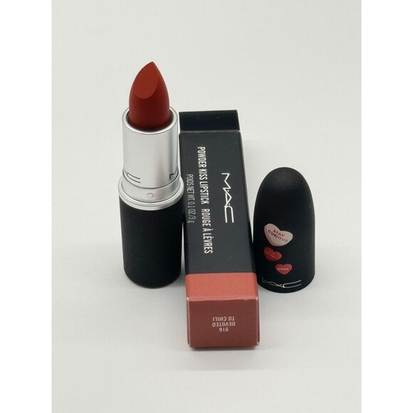 MAC Powder Kiss Lipstick 916 Devoted To Chili 0.1 oz - Picture 1 of 3